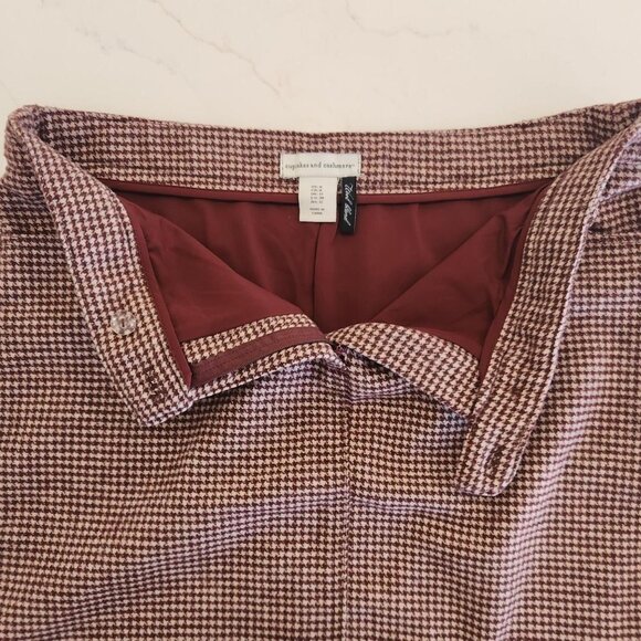 Cupcakes and Cashmere Sz 8 Wool Blend A-Line Mini Houndstooth Brown Skirt Earthy - Picture 6 of 10